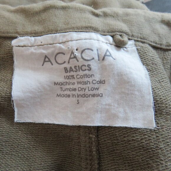ACACIA Dublin Pant in Moss Green Cotton Raw Hem Casual Travel Vacation - Size S - Picture 16 of 16